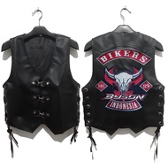 Jaket Rompi BYSON Semi Kulit Polos Hitam Oskar Rompi Plus Emblem BORDIR YAMAHA BYSON Bikers Touring 