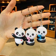 Funny and Lovely Panda Holding Phone Keychain