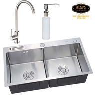 [Trả góp 0%] Chậu rửa chén Handle Eurolife EL-C21 (Trắng bạc) + Bình xịt nước rửa chén Eurolife C11 