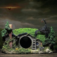 Resin Hobbit Istana Rumah Perlindungan Hiasan Akuarium Rumah Pokok Landskap Istana Resin Rumah Hobbi