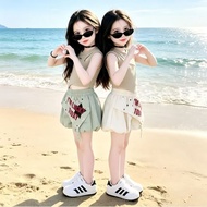 Girls 2026 Sweet Cool Dopamine Printed Dopamine Printed Dopamine Shorts Design Feeling Hollow Vest S