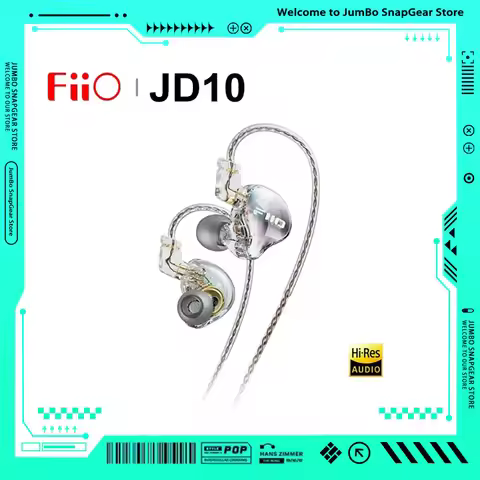 FiiO JD10 3.5mm / Type-C Wired In-Ear Earphone Hi-Res Audio HIFI Bass Stereo Music Earbuds Sport Gam