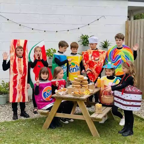 Enfant Creative Food Cosplay Costumes Pizza Coke Watermelon Funny Outfits Mädchen Junge Holiday Part