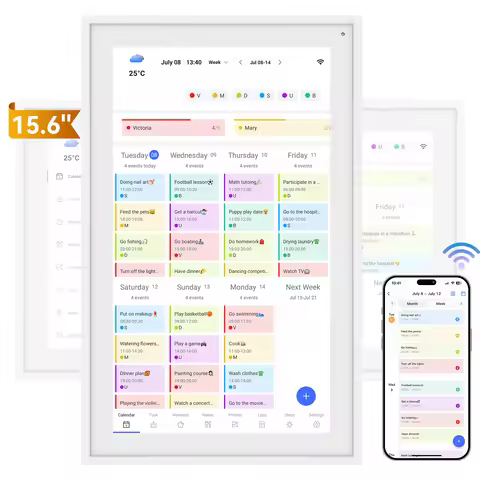 TABWEE P15 15.6" Digital Calendar 2026 – Family Planner, Meal & Task Planning, Child Rewards, Wi-Fi,