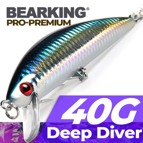 Bearking 12cm 40g deep diver sinking Minnow Fishing Lure Laser Hard Artificial Bait 3D Eyes Fishing 