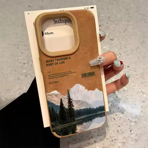 For iPhone 18 17 16 Pro Max 15 14 13 12 11 Case Mountain Motif Lake Scenery Cover For iPhone XS XR X
