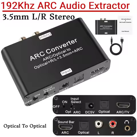 192Khz HDMI-Compatible ARC Return Extractor ARC SPDIF Optical To Optical 3.5mm L/R Stereo Audio Extr