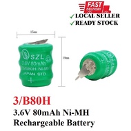 3.6v 80mAh Sealed Ni-MH Button Cell Battery - 3/B80H
