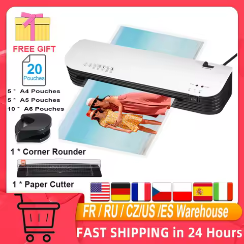 SL299 Laminator Machine Set A4 Size Hot and Cold Lamination 2 Roller System w/ 20 Laminating Pouches