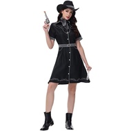 Women Cowboy Costume Halloween Party Western Cowgirl Cosplay Costume  with Hat
