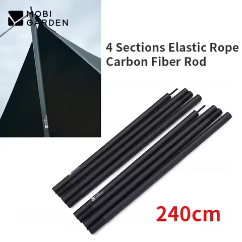 MOBI GARDEN 240cm Carbon Fiber Canopy Pole 4 Sections Camping Awning Rod Portable Ultralight Support