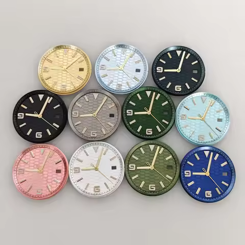 No logo32.5mm(Bottom size 33.8mm) Honeycomb Motif Watch Dial For Seiko Land-Dweller Oyster Perpetual