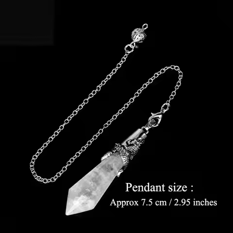 Healing Dragon Rock Crystal Pendulum for Divination Reiki Natural Stone Clear Quartz Pendant Meditat