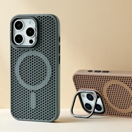 【Cellular cooling/With Metal bracket/Matte acrylic hard case/Gray】compatible for iphone 11 12 13 14 