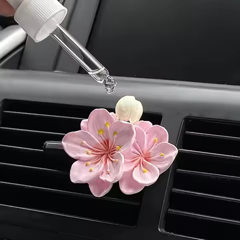 Car Perfume Clip Flower Air Outlet Car Air Freshener Peach Blossom Aroma Diffuser Car Decoration Acc