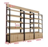 全城熱賣 - 書架 貨架 展示架 層架(淺胡桃+黑架)(六層組合2.8米長)