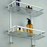 D88 2-Tier Square ALUMINUM Bathroom Wall Shelf