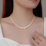 Mother-Oyster Pearl Necklace Female Gradient Xiaomi Pearl Set Chain French Sweet Shijia Clavicle Cha