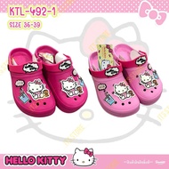 🔥พร้อมส่ง🔥Sanrio Hello Kitty แท้💯%  รุ่น KTL-492-1 รองเท้าผู้หญิง รองเท้าแตะ รองเท้าหัวโต รองเท้าทรง Crocs ไซส์ 36-39