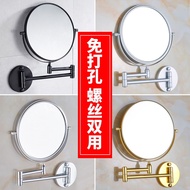 HY-D Punch-Free Hairdressing Mirror Wall-Mounted Black Telescopic Mirror Bathroom Mirror Folding Toilet Toilet Magnifyin