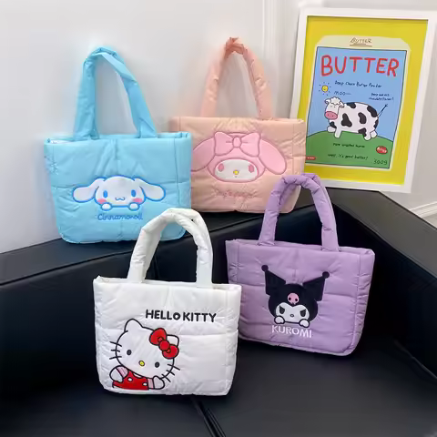Anime Sanrio Hello Kitty Hand Bag Shoulder Bag My Melody Cinnamoroll Kuromi Makeup Bag Commuter Bag 