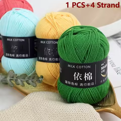4ply Milk Cotton Yarn For Crochet Needlework Dyed Lanae For Craft DIY Sweater Hat Dolls Wholesale Sw