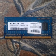 Memory RAM Laptop SODIMM 1GB DDR3 PC3 10700 ELPIDA Notebook Netbook