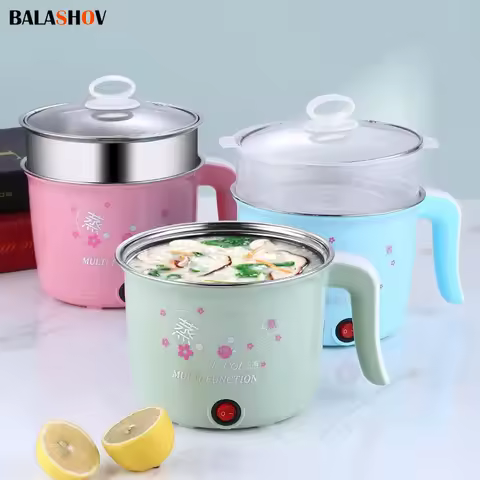 Multifunction Electric Cooker Hot Pot 1-2 People Heating Pan Multi Ramen Pot Machine Mini Rice Cook 