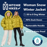 Hitchie A141-6606 Korean Woman Hooded Puffer Winter Down Jacket Parka Warm Baju Sejuk Tebal Perempua