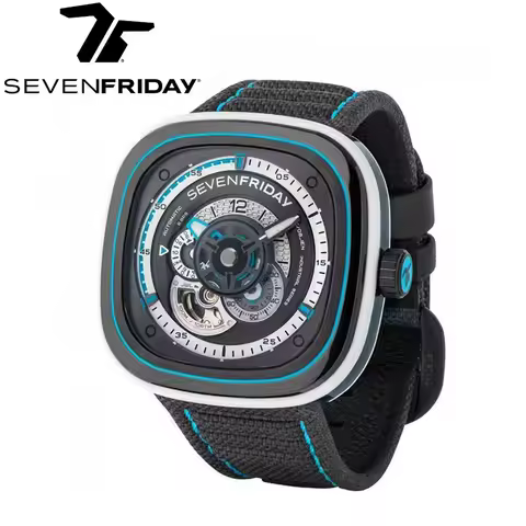 SEVENFRIDAY-Mechanical Watch with Square Large Dial for Men and Women, Automatic, P Series, Luxury B