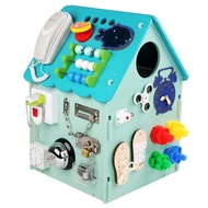 Montessori Early Education ของเล่นไม้ Busy Board DIY House Building Blocks สําหรับเด็กอายุ 2-12 ปี