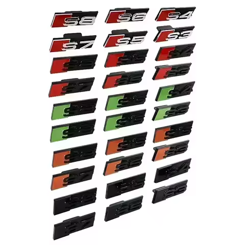 ABS Car Front Grille Emblem Accessories For Audi Sline RS3 RS4 RS5 RS6 RS7 RS8 A3 A1 A4 B8 B7 A6 C7 