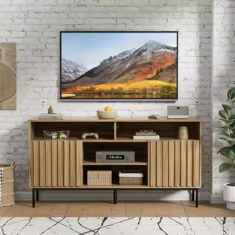 TV Stand Cabinet for Living Room(up to 50/55/60/65 Inch),TV Media Console Cabinet with Shelves & Sto