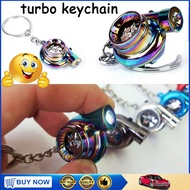 【100% Original】Car metal Key Chain Sound Turbo Key Sleeve Bearing Spinning Model Turbine Turbo charger Ring Key Turbo Shaped