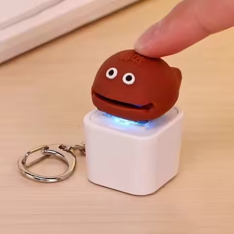 Creative Luminous Keychain Knock Wood Fish Sound Keyring Decompression Clicker Button Hanging Pendan