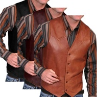 Men's Leather vest Semi-Cool Leather vest Men's cowboy vest vest for men