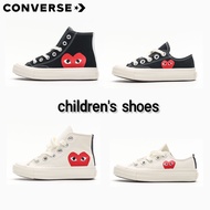 Converse CDG Play x Kasut Kanvas Kanak-kanak Beige Black