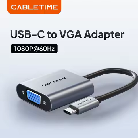 CABLETIME USB C to VGA Adapter 1080p 60Hz Cable Converter HD Display Adapter for iPhone iPad PC Type