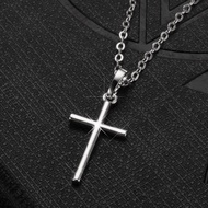 Fashion Christian Jesus Cross Necklaces Silver Color Long Chain Simple Cross Pendants For Women Men