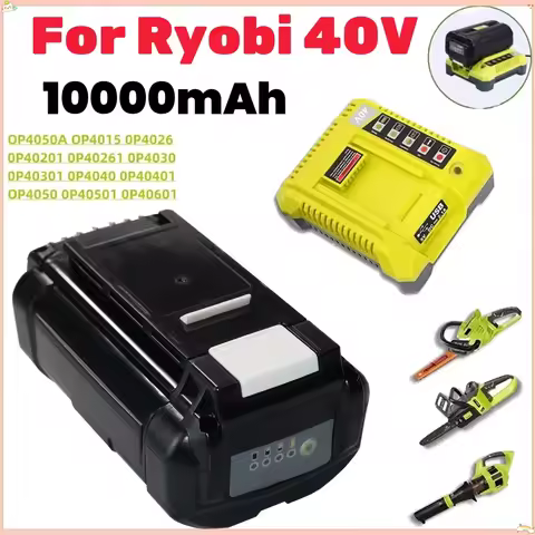 Li-Ion for Ryobi 10.0Ah 40V Rechargeable Battery 40V Cordless Power Tools Battery OP4040 OP40501 OP4