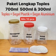 HARGA 10 PCS Paket Lengkap Toples 700ml 500ml 340ml + Segel Plastik + Segel Aluminium Foil