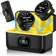 RULUS Wireless Lavalier Microphone for iPhone, 800mA/H Charging Case 30H Lapel Wireless Microphone, 