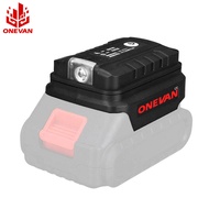 ONEVAN Battery Adapter With LED Working Light For Makita 14.4V/18V Li-on Battery BL1830 BL1430 Dual USB Converter With LED Lamp For Makita 18V Battery