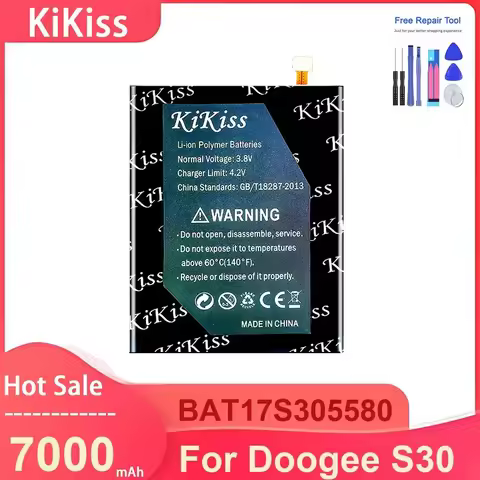 KiKiss Mobile Phone Battery For Doogee S30 ,BAT17S305580 7000mAh Batteries ,with Tools