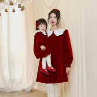 Anna & Chloe mother and daughter couple dress, high quality hard velvet, size 8kg to 70kg, suitable 