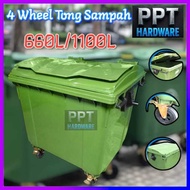 660L / 1100L Green Bandaraya Garbage Waste Bin Wheel Heavy Duty Outdoor Tong Sampah Hijau Besar Bero
