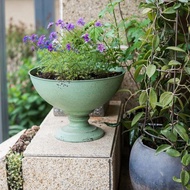 掬涵大型鐵藝高腳杯花器花盆裝飾收納復古Tiffany藍雜貨美式花園