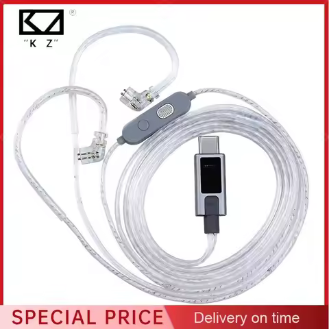 KZ M2 Headphone Cord Dual Mic Silver Plated Cable Type C/3.5MM Upgrade Cable Earphone Wire Replaceme