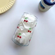 Gelas kaca aesthetic/ stiker decal gelas cherry mini lucu bn22