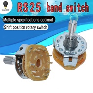 RS25 Band switch Shaft Panel Mount L=20mm 1P11T 2P4T 2P5T 2P6T 3P3T 3P4T 4P3T Rotary Switch Selector
